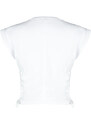 Trendyol White 100% Cotton Gather Detailed Crop Bat Sleeve Knitted T-Shirt