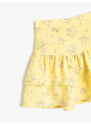 Koton Skirt Frilled Floral Elastic Waist Cotton