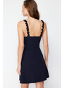 Trendyol Navy Blue A-line Square Collar Strap Detailed Mini Woven Dress