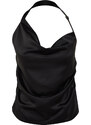 Trendyol Black Plunging Neck Satin Blouse