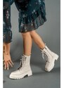 Riccon Extra Matte Beige Women's Zippered Boots 0012299