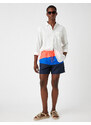 Koton Marine Shorts with Color Block, Lace-Up Waist