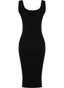 Trendyol Black Pool Neckline Decollete Gathered Bodycone/Capable Elastic Knitted Midi Dress