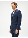 Koton Blazer Jacket with Buttons, Pockets, Stitching Detail, Slim Fit