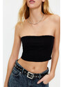 Trendyol Black Fitted Strapless Collar Crop Stretchy Knitted Blouse
