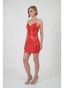 Carmen Coral Cat Ear Shiny Sandy Evening Dress