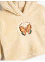 Koton Plush Hooded Sweatshirt Butterfly Embroidered Long Sleeve