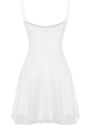 Trendyol Bridal White Body-fitting Woven Lined Pearl Wedding/Wedding Elegant Evening Dress