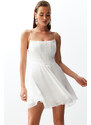 Trendyol Bridal White Body-fitting Woven Lined Pearl Wedding/Wedding Elegant Evening Dress