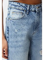 Trendyol Blue More Sustainable Ripped High Waist Straight Jeans