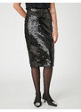 Koton Sequined Sequin Midi Evening Dress Skirt with Slit Detail