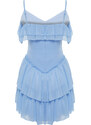 Trendyol Blue Waist Opening/Skater Frilly Chiffon Dress