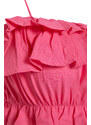 Trendyol Fuchsia Crop Woven Ruffled 100% Cotton Blouse