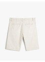 Koton Bermuda Shorts Linen Blend Buttoned with Pocket Detail