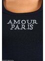 Laluvia Black-Silver Amour Paris Silvery Embroidered Undershirt