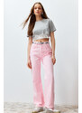 Trendyol Pink High Waist Wide Leg Jeans