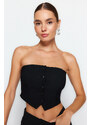 Trendyol Black Strapless Button Detailed Woven Blouse