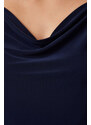 Happiness İstanbul Women's Navy Blue Strappy Collar Sandy Knitted Blouse