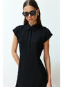 Trendyol Black A-Line Shirt Collar Aerobin Woven Maxi Dress