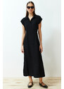 Trendyol Black A-Line Shirt Collar Aerobin Woven Maxi Dress