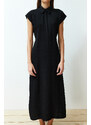 Trendyol Black A-Line Shirt Collar Aerobin Woven Maxi Dress