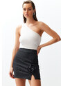 Trendyol Anthracite Rose Detailed Striped Mini Skirt