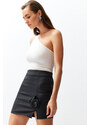 Trendyol Anthracite Rose Detailed Striped Mini Skirt