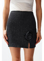 Trendyol Anthracite Rose Detailed Striped Mini Skirt