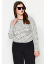 Trendyol Curve Black and White Striped Knitted Blouse With Low-Cut Back
