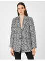 Koton Zebra Patterned Blazer Jacket with One Button