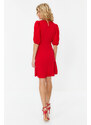 Trendyol Red Skirt Flounced Balloon Sleeve Mini Woven Dress