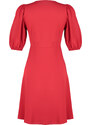 Trendyol Red Skirt Flounced Balloon Sleeve Mini Woven Dress