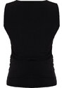Trendyol Black Fitted Asymmetric Collar Stretch Knitted Blouse
