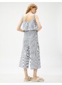 Koton Suspenders Playsuit with Frill Detailed Tie Waist Linen Blend.