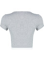 Trendyol Gray Double Layer Detail Fitted Ribbed Elastic Knitted Blouse