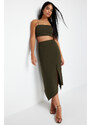 Trendyol Khaki Asymmetric Cut and Slit Detailed Skirt