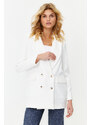 Trendyol White Oversize Lined Buttoned Woven Blazer Jacket