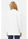 Trendyol White Oversize Lined Buttoned Woven Blazer Jacket