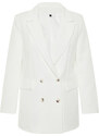 Trendyol White Oversize Lined Buttoned Woven Blazer Jacket