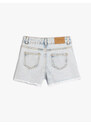 Koton Denim Shorts with Pockets, Printed Cotton - Slim Fit