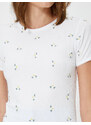 Koton Short Sleeve Floral Crew Neck T-Shirt