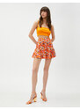 Koton Floral Mini Skirt with Flounces