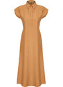 Trendyol Camel A-line Shirt Collar Aerobin Maxi Woven Dress