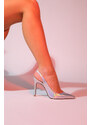 LuviShoes Twine Women's Metallic Silver Heeled Shoes