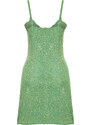 Trendyol Dark Green A-Line Mini Tie Detail Floral Patterned Woven Dress