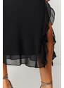 Trendyol Black Flounced Chiffon Stylish Evening Dress