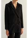 Trendyol Black Premium Quality Oversize Wide Fit Silvery Woven Blazer Jacket