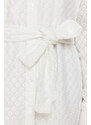 Trendyol White Floral Belted Brode Lined Woven Shirt Dress