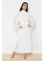 Trendyol Cream Pleated Woven Lined Chiffon Bride/Special Occasion Dress