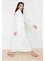 Trendyol Cream Pleated Woven Lined Chiffon Bride/Special Occasion Dress